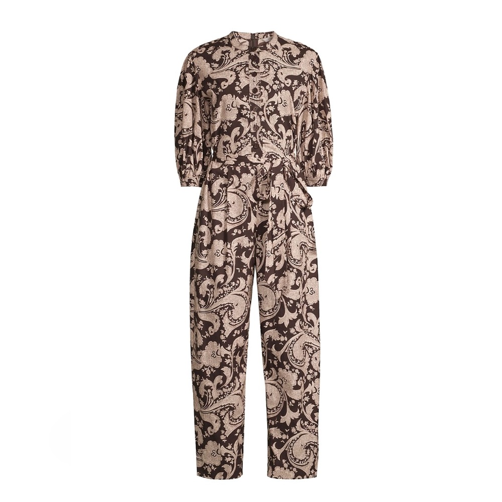 Rebecca Taylor NWT Brown/Cream Paisley Jumpsuit Size Small